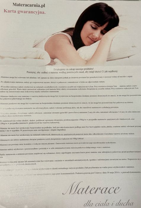 Materac 160x200 Lateksowy Teraplec H3 gr 22 cm