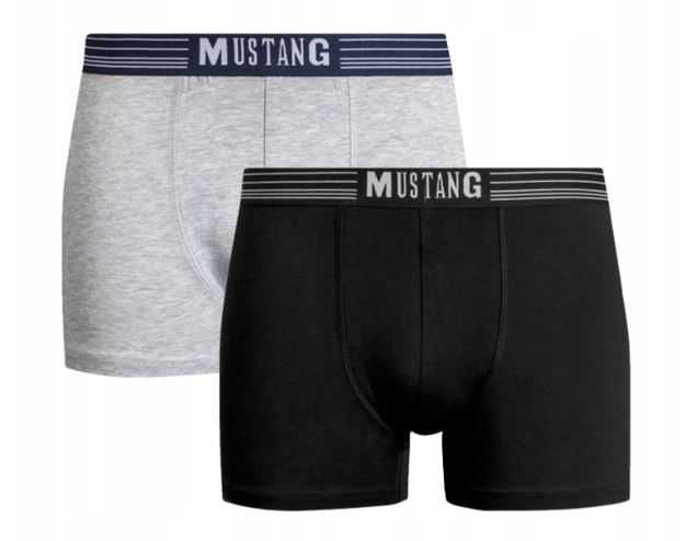 Bokserki męskie Mustang Grey Melange/Black  2PAK r.XL szare/czarne