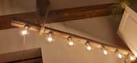 Lampa loft vintage retro rustykalna drewno lina jutowa