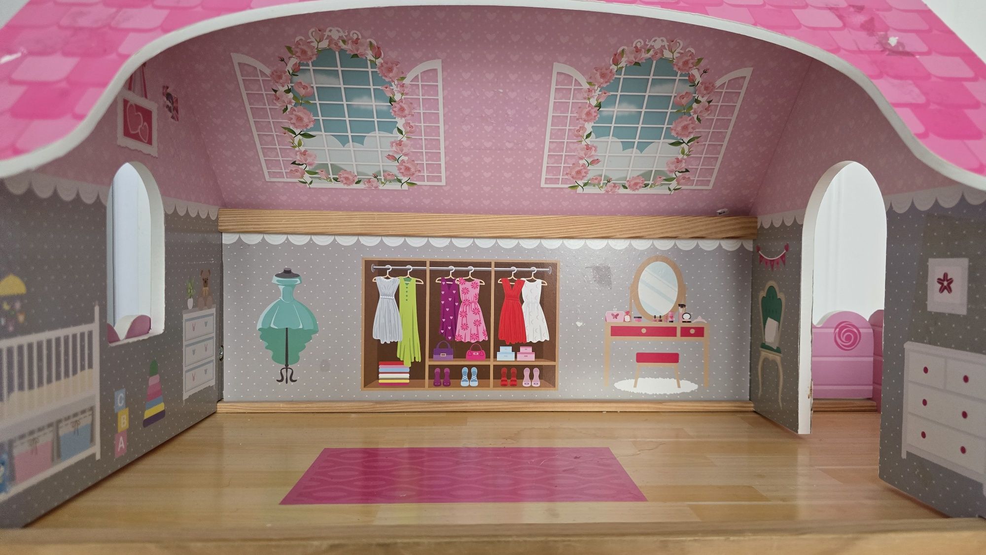Drewniany domek dla lalek, barbie, xxl,