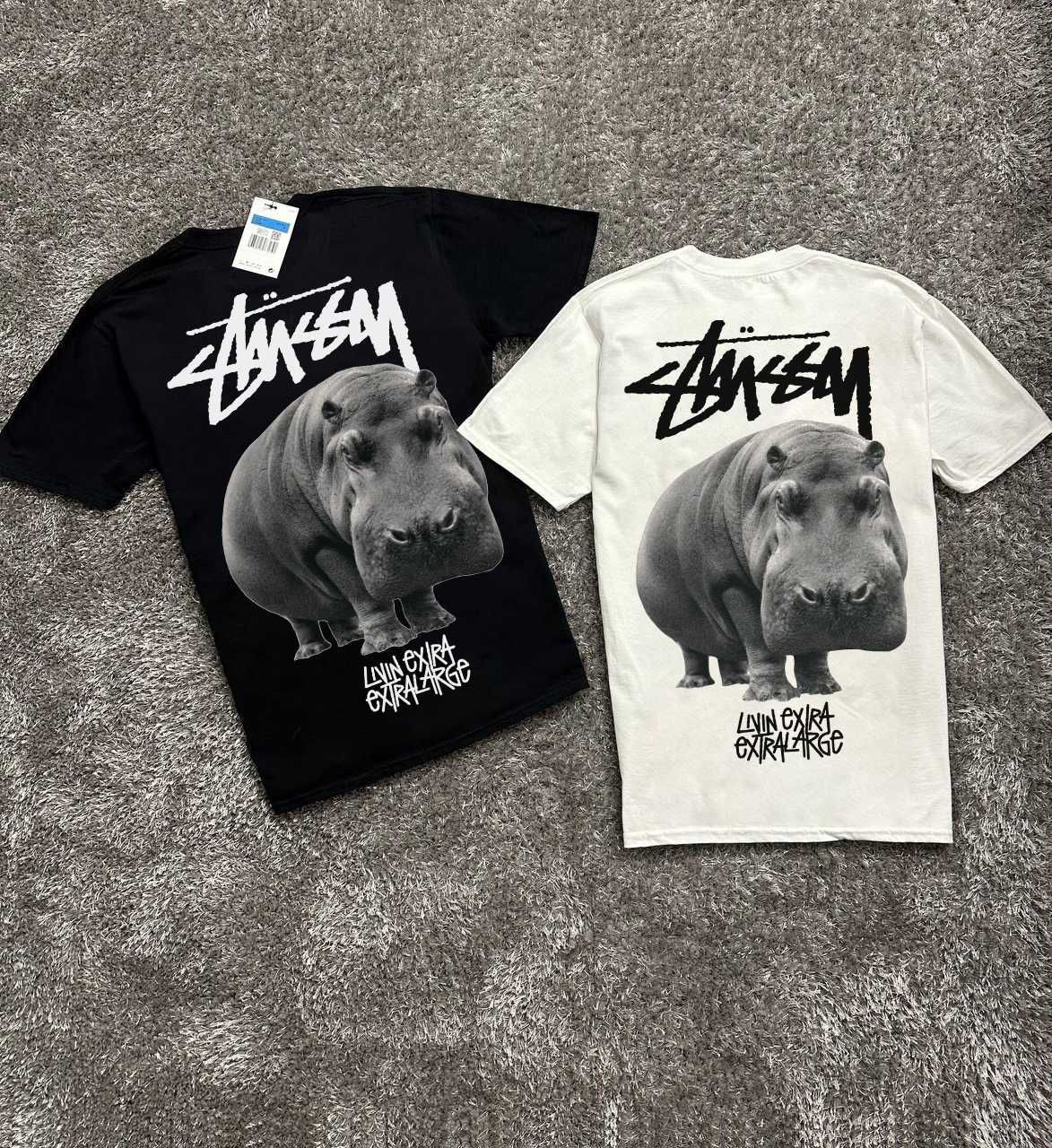 Stussy • Новая футболка Fuzzy Ice • Черная / Белая • Стусси