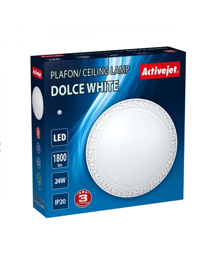 Duży nowoczesny Plafon sufitowy LED Activejet DOLCE Biały 24W 1800