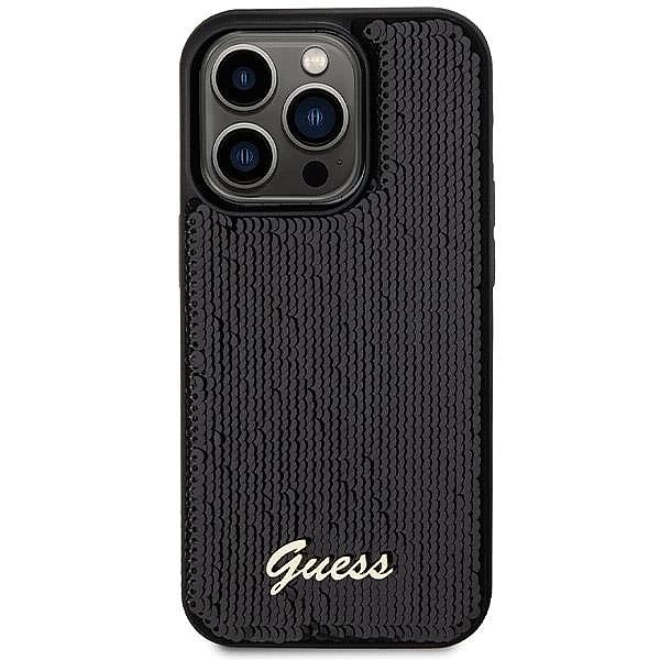 Etui Guess Sequin Script Metal na iPhone 13 Pro Max - czarne