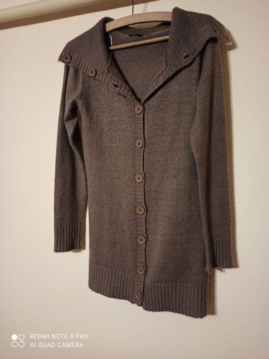 Brązowy kardigan sweter 38
