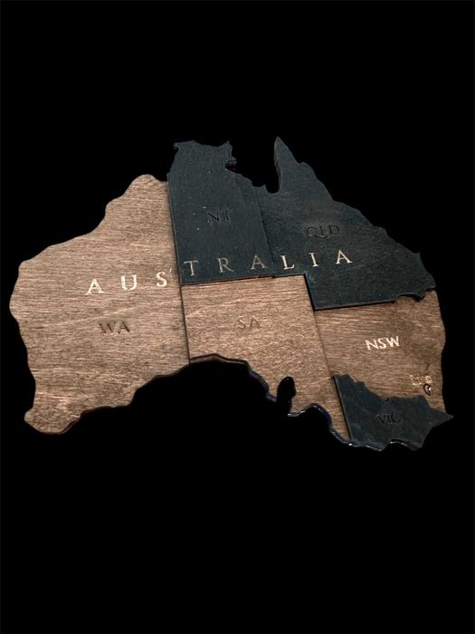 Mapa Świata 3D 210x126cm, czarny i palisander, ozdoba na ścianę