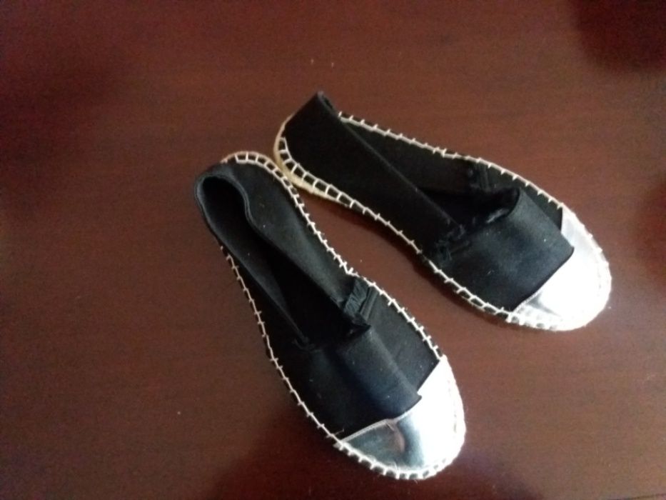 Nowe buty Asos na lato espadryle czarne srebrne 40
