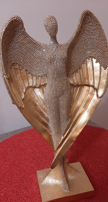 Anioł Opiekun  Statuetka Glamour zlotobrokatowy
