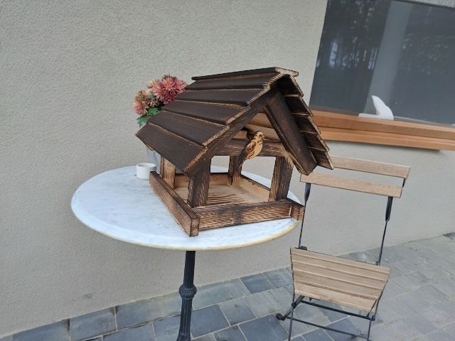 Karmnik dla ptaków budka XXL duży mocny drewniany do ogrodu
