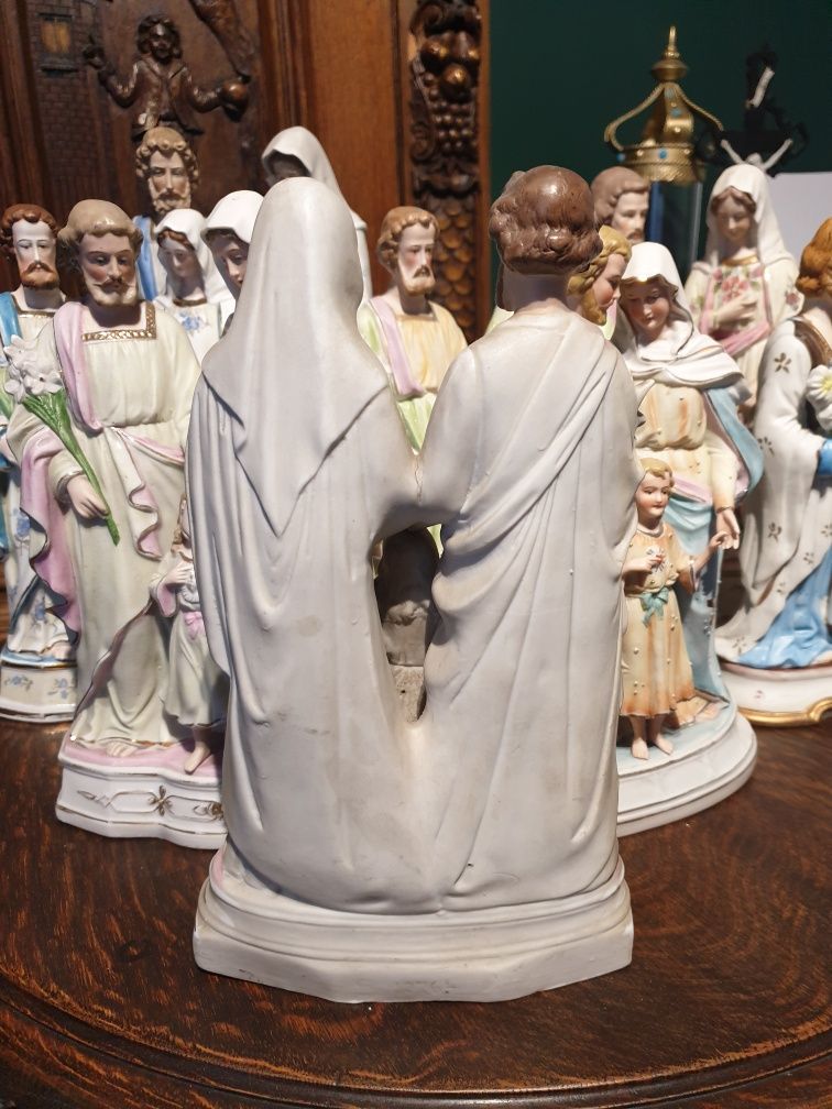 Stara figurka porcelanowa Święta Rodzina biskwit Maryja Józef i Jezus
