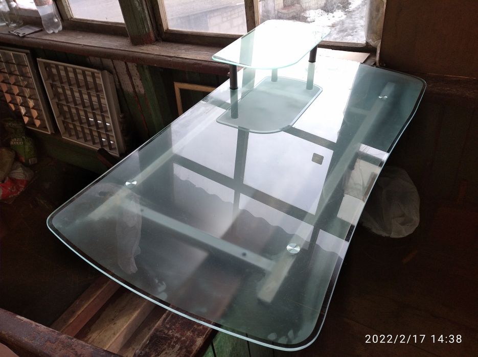 Стол офисный (стекло) столешница