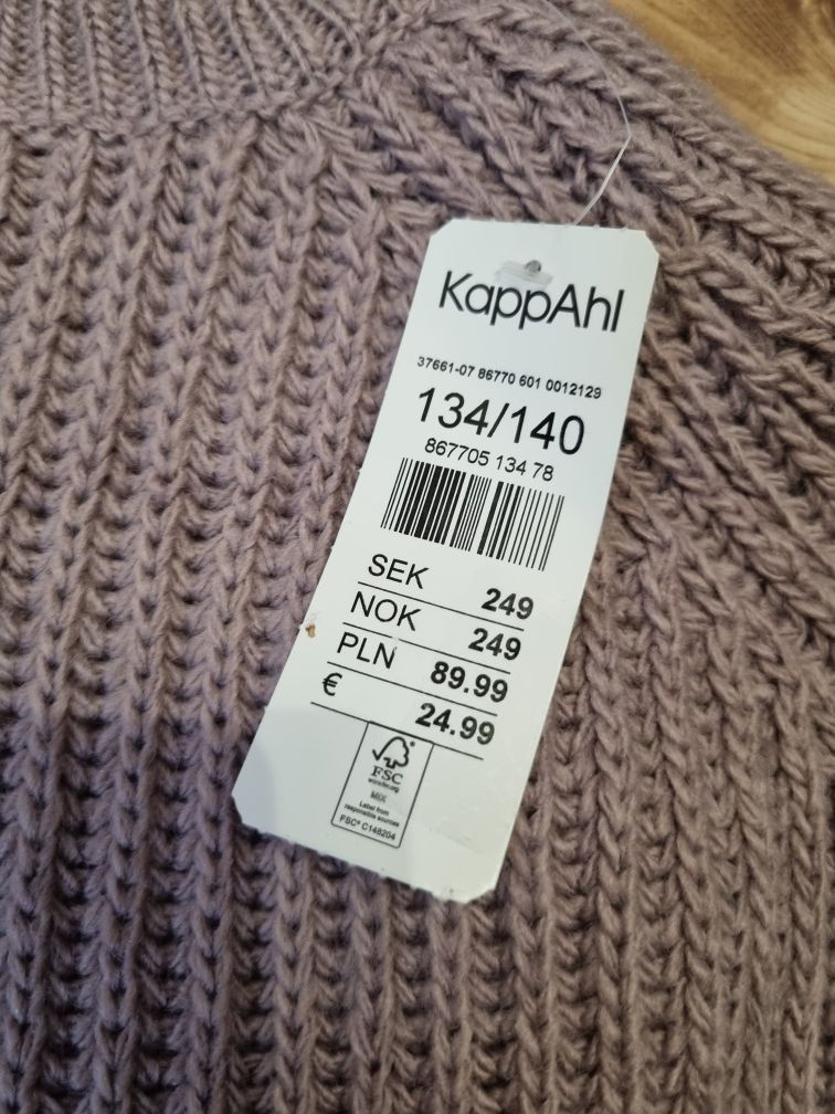 Sweter swetr półgolf KappAhl 134-140cm 8-9lat nowy z metką