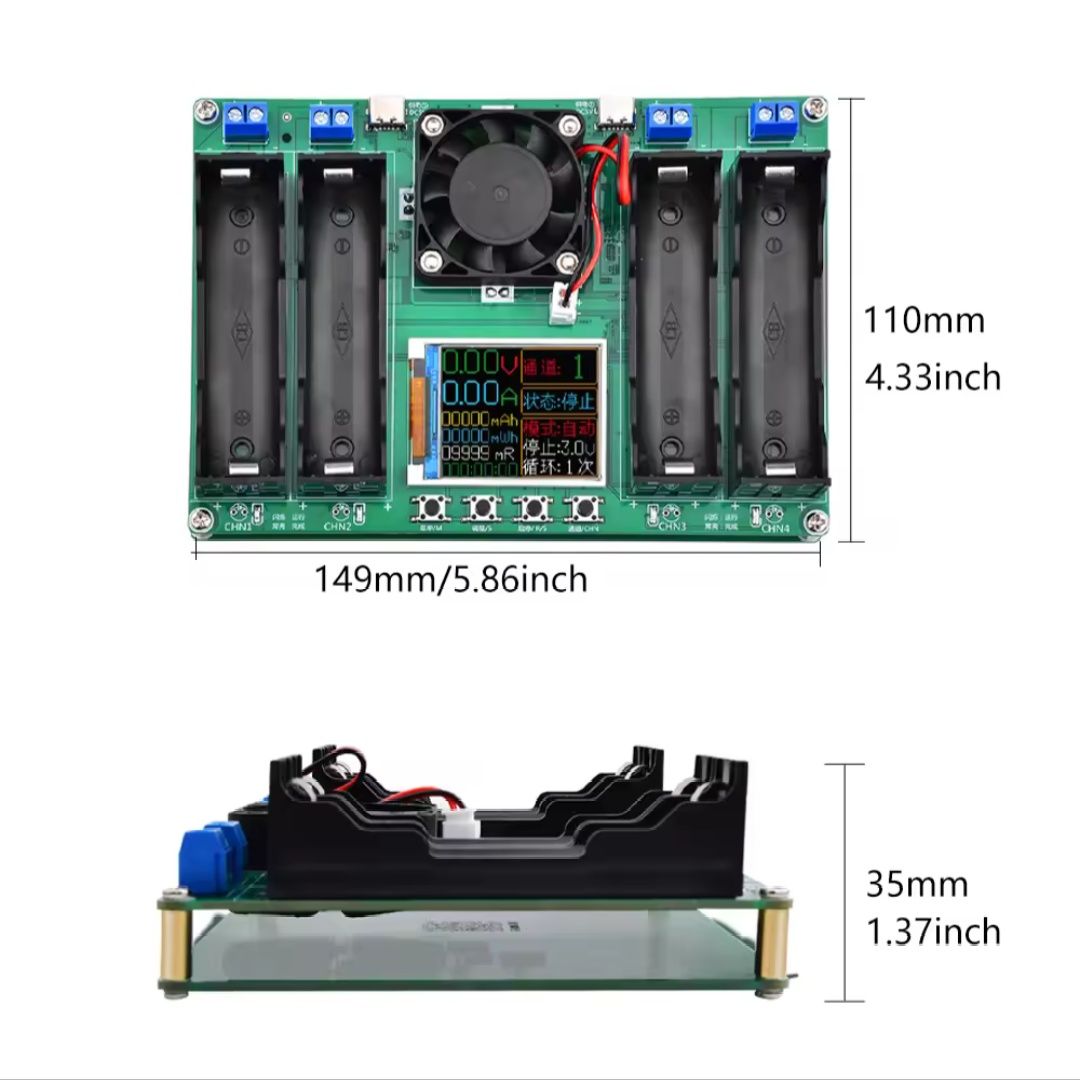 Miernik wskaźnik tester pojemności ogniw akumulatorów 4 x 18650 USB