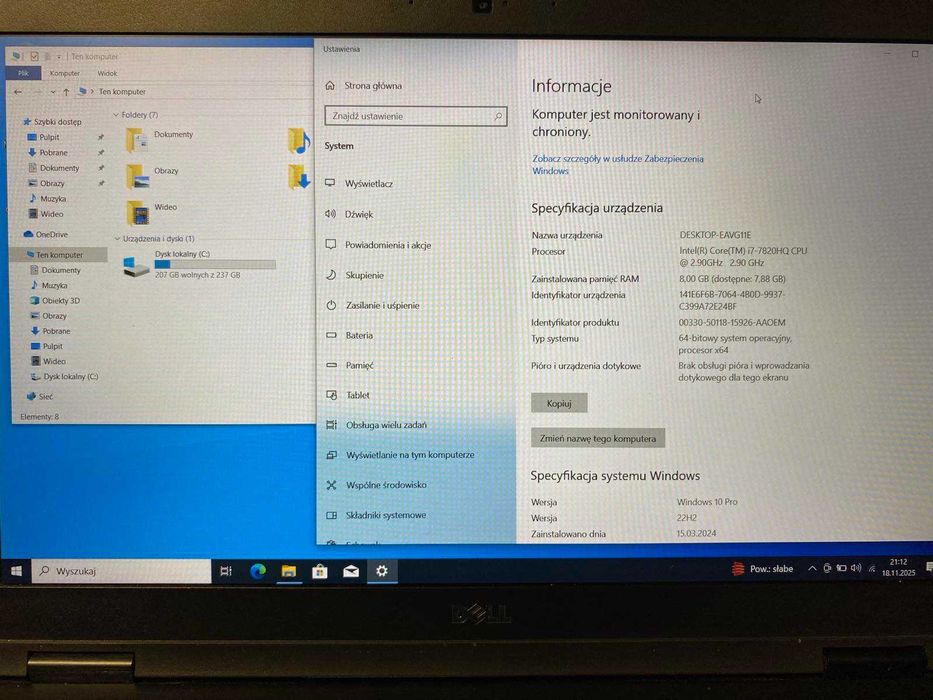 Dell Latitude 5580 i7 7820HQ 8/NvMe M.2 256gb