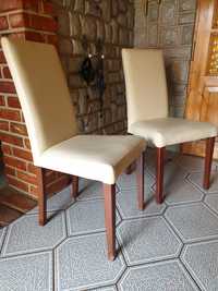 Krzeslo drewniane  skaj kremowe 2 szt