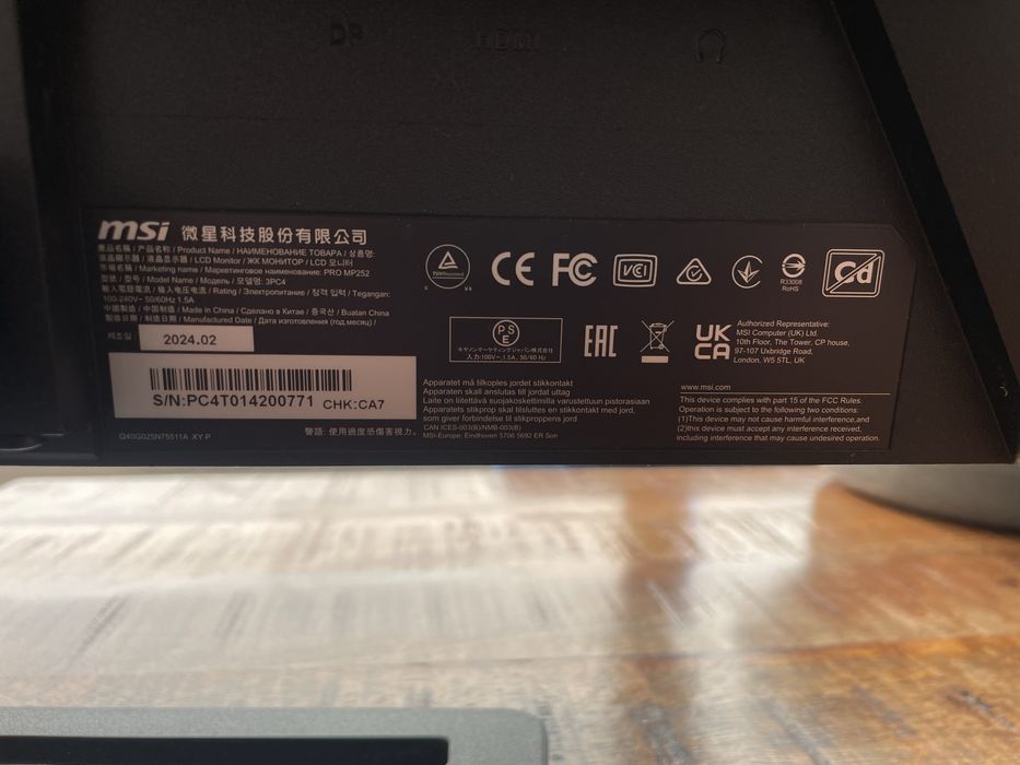 Monitor LCD MSI PRO MP252