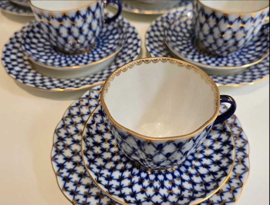Filiżanki łomonosow siatka kobaltowa