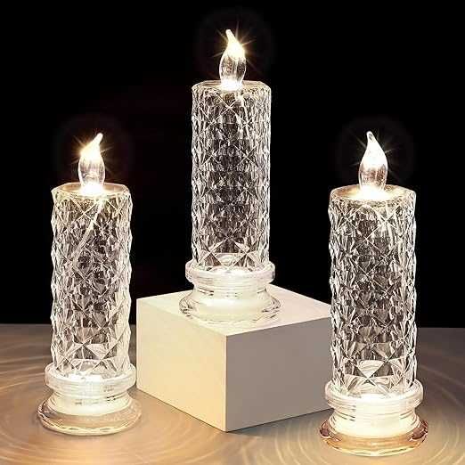 Świece LED Haotao Świece kryształowe z cieniem róży