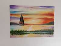 Pejzaż zagłówka przy zachodzie słońca 70/50cm