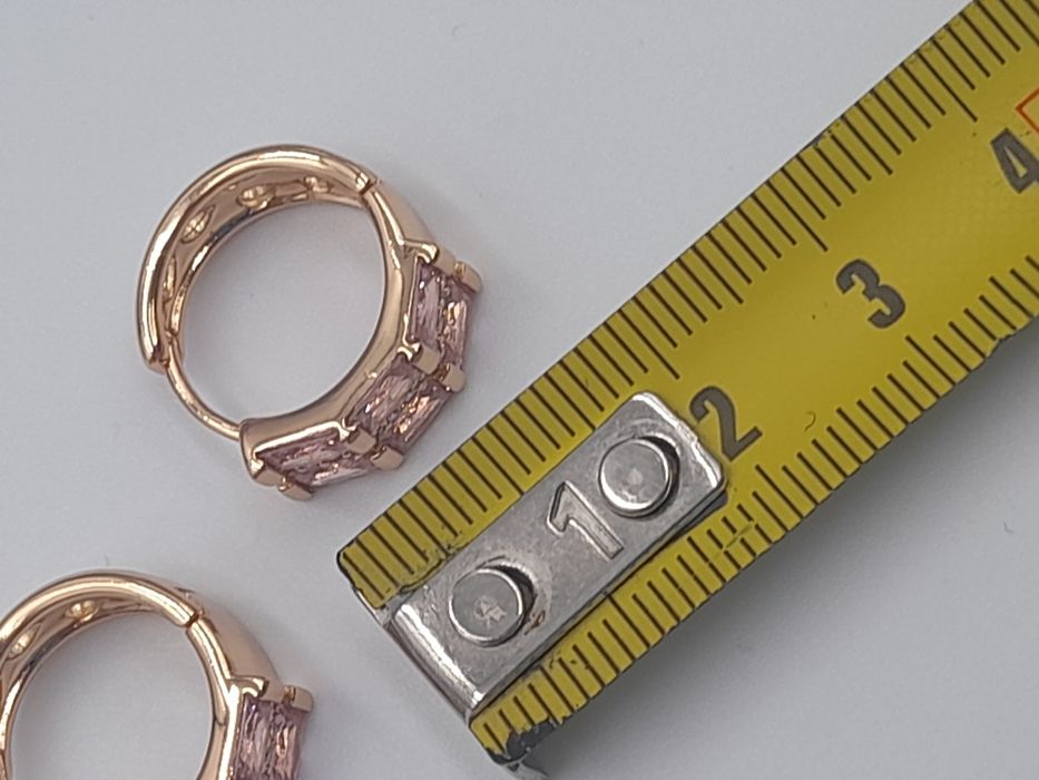 Kolczyki pozłacane Xuping różowe cyrkonie