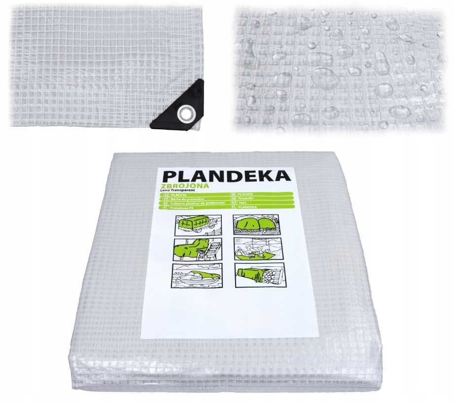 Przeźroczysta Zbrojona PLANDEKA 10x12m, 100 g/m2, Wimar NOWA