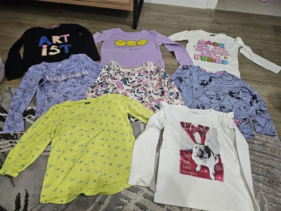 Zestaw bluzek dla dziewczynki z długim rękawem r 122 + gratis