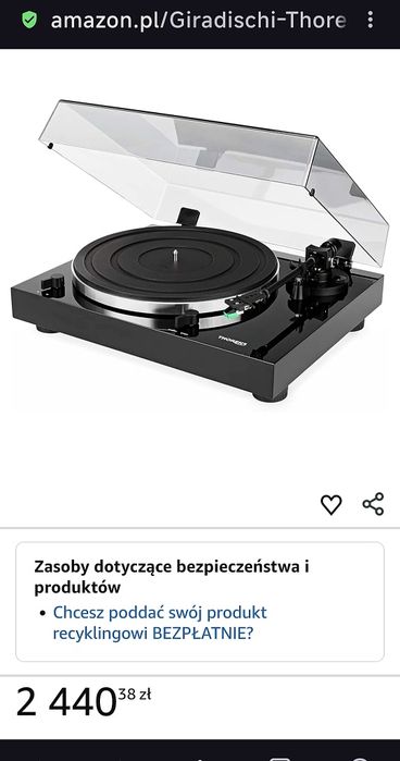 Gramofon THORENS TD 202 Fornir ORZECH połysk + karton OKAZJA