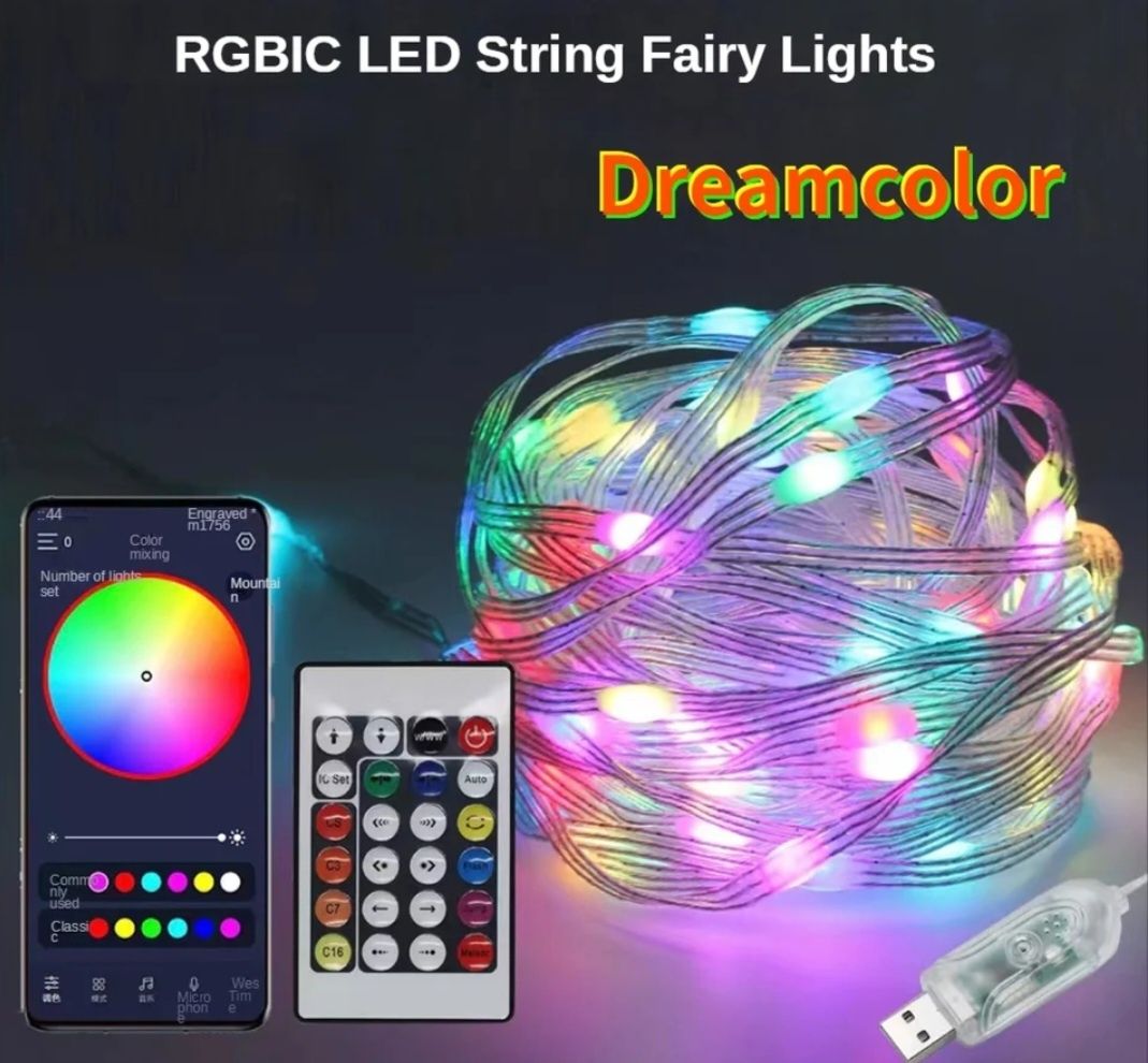 Taśma RGB Sznur 5M z bluetooth Światło w rytm muzyki