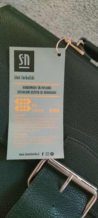 Ekskluzywna, ciemnozielona skórzana torebka Słoń Torbalski Poland