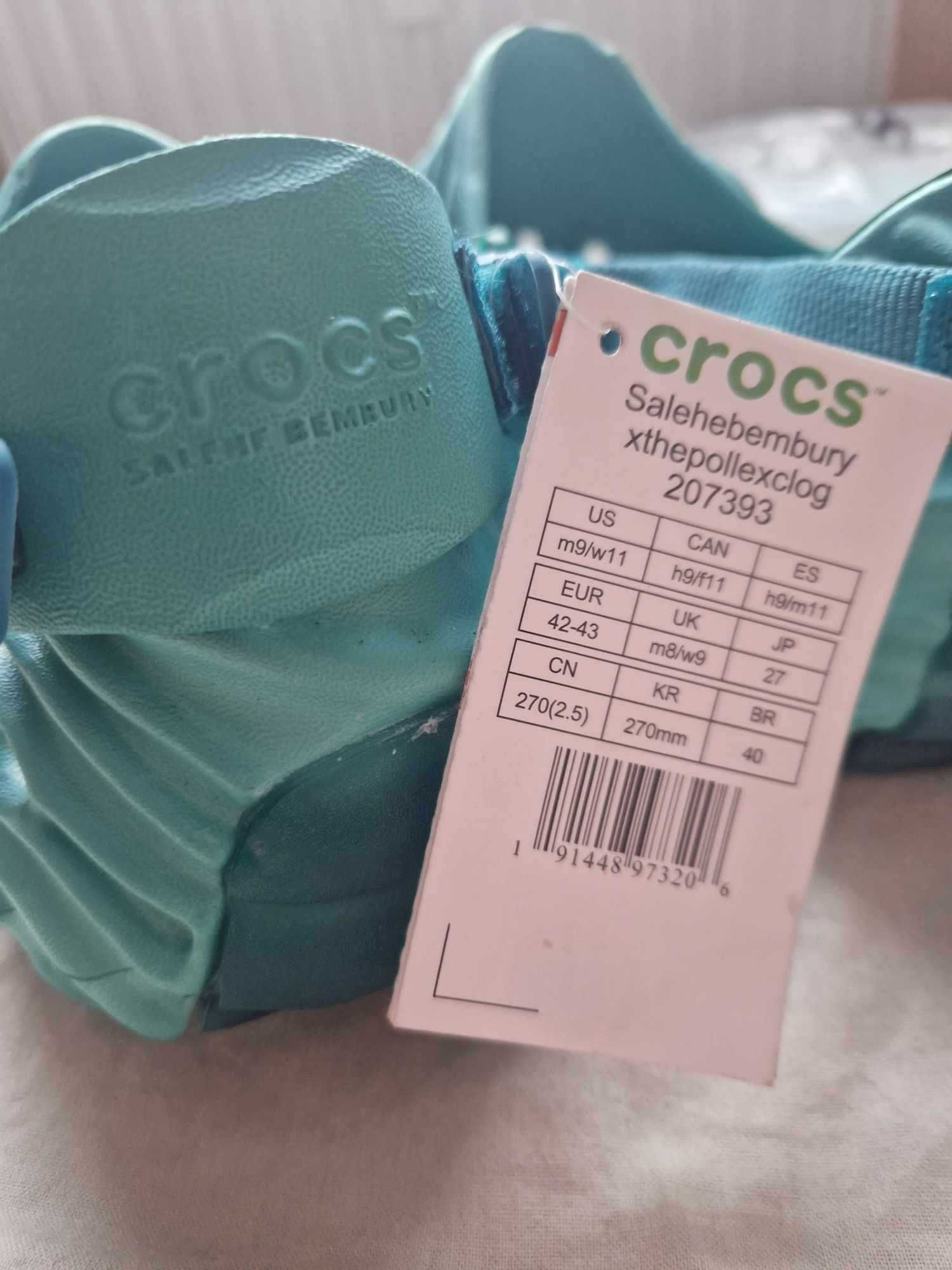 Nowe CROCS Salehe Bembury rozmiar 42-43  piękny morski kolor z metkami