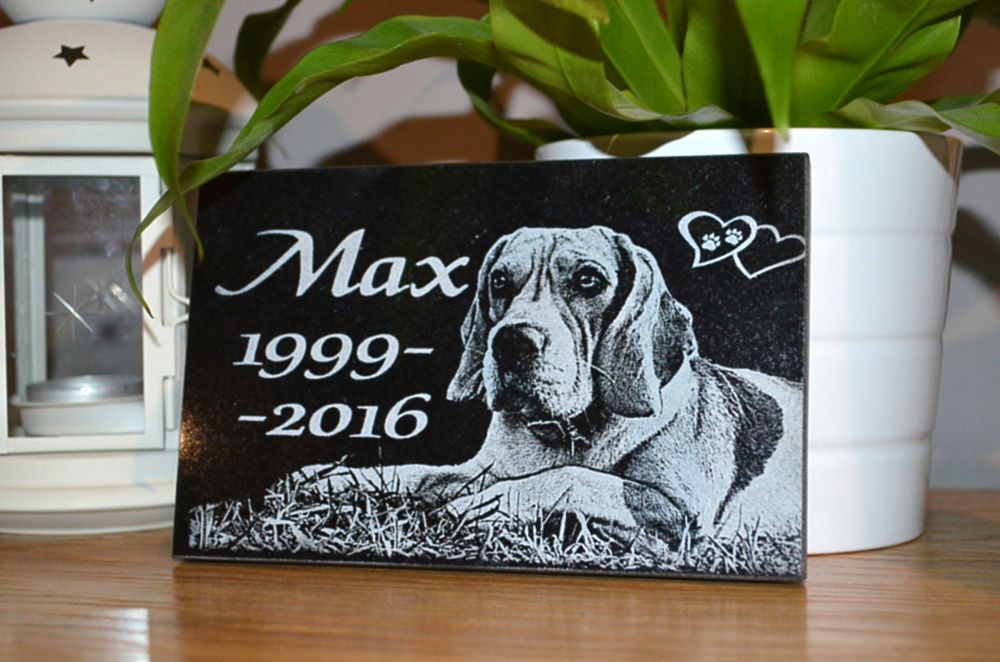 Nagrobek dla psa - płyta granitowa upamiętniająca zmarłego psa