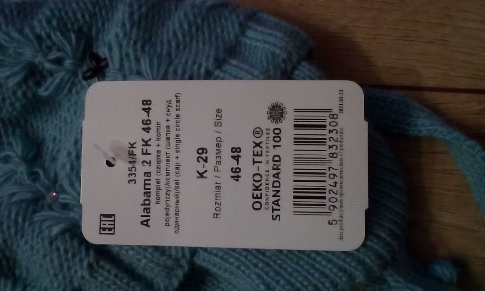 NOWY Komplet zimowa czapka + komin rozmiar 4648