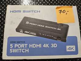 TCNEWCL Przełącznik HDMI 5 w 1 Out HDMI 4K