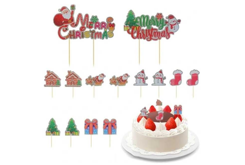 Toppery Ozdoba na babeczki ciasteczka tort świąteczny Zestaw 14szt