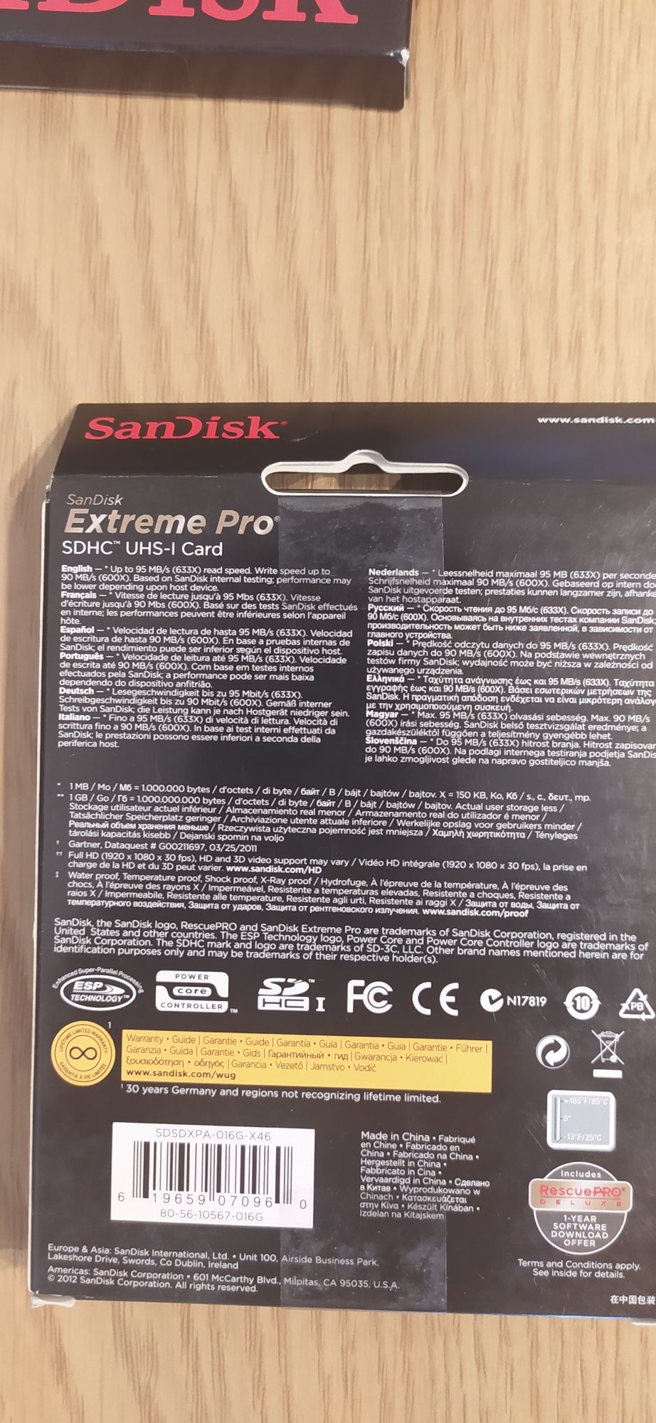 karta San Disk SD Extreme Pro SDHC UHS-I 16Gb, read/write: 95/90 mb/s