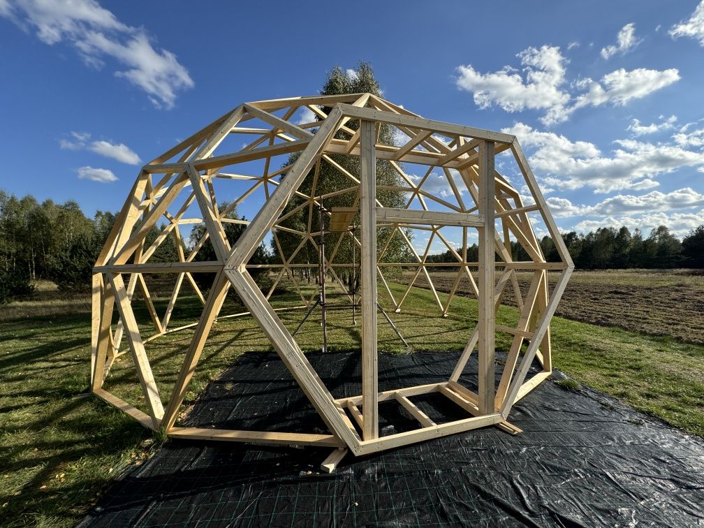 Kopuła geodezyjna 65m2. GLAMPING - Dom - Konstrukcja.