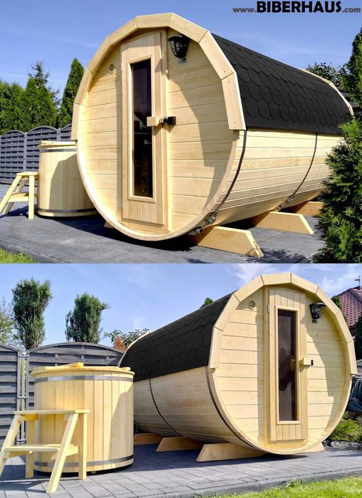 SAUNA Ogrodowa 300 cm + OKNO 50% + PRZEBIERALNIA +GRATIS Beczka +Akces
