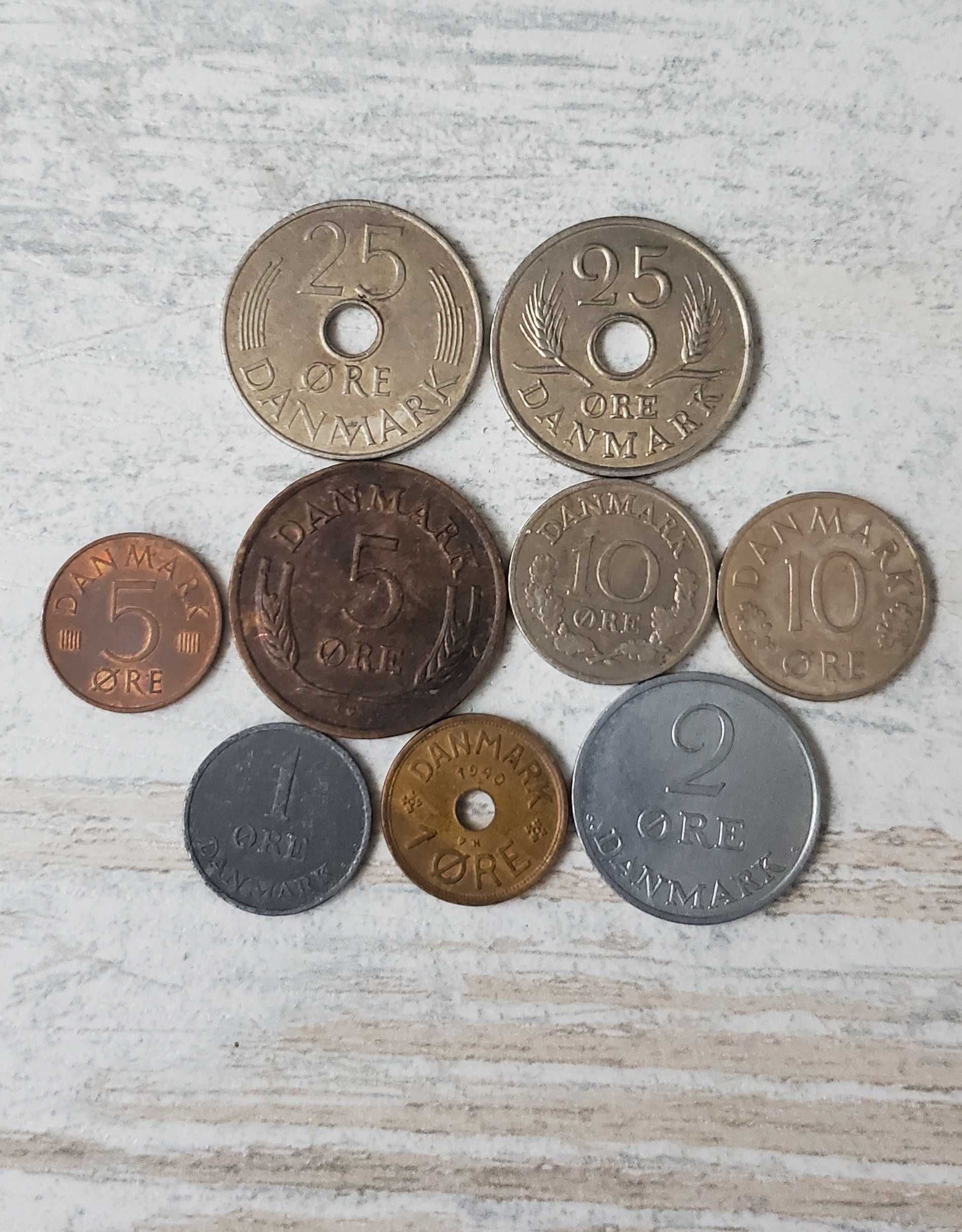 Монети Данії. Набір монет з 9 штук. Данія.