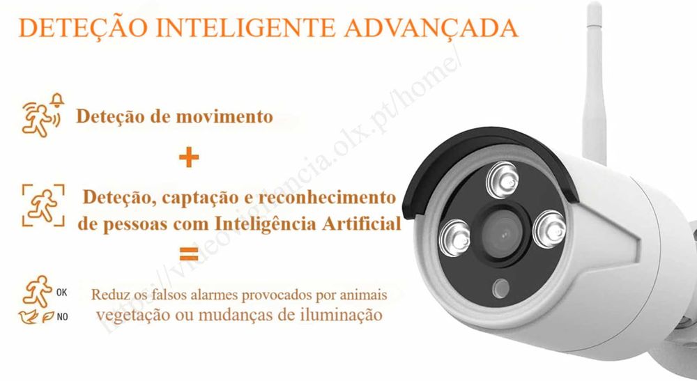 KIT Vigilância ‼️ 4 Câmaras ‼️ WiFi ‼️ S/ Fios ‼️ Deteção Movimento
