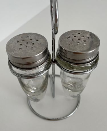 Сільничка, перечниця набір з підставкою для солі та перцю скляна