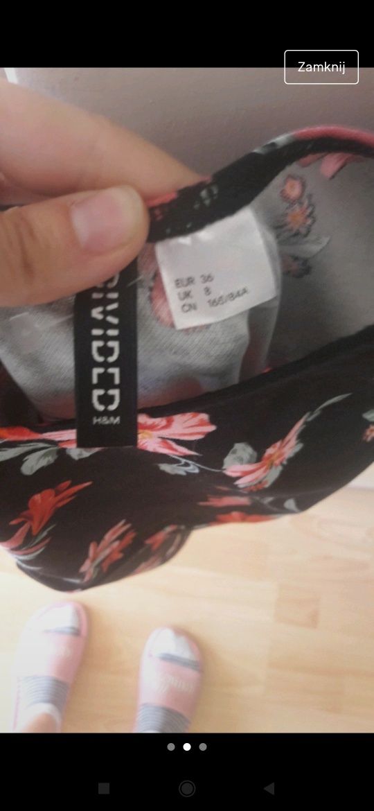 Sukienka w kwiaty h&m 36 s czarna róż lato