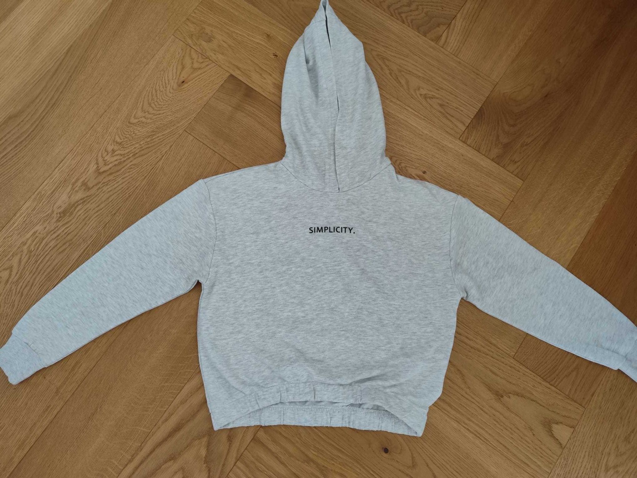 Nowa dziewczęca szara bluza z kapturem 146 152 hoodie