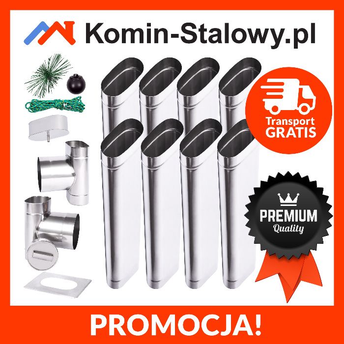 Wkłady Kominowe Owalne do Komina Fi120x220/8m/0,8mm Kwaso-żarooodporny