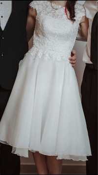 Krótka biała suknia sukienka ślubna wesele poprawiny cywilny XS S