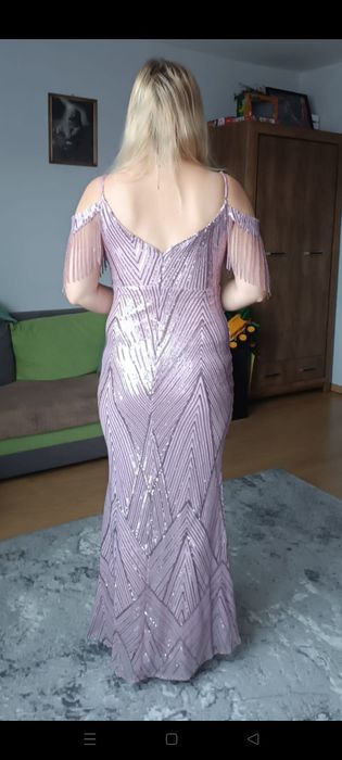 Sukienka imprezowa balowa cekiny długa rozm.L