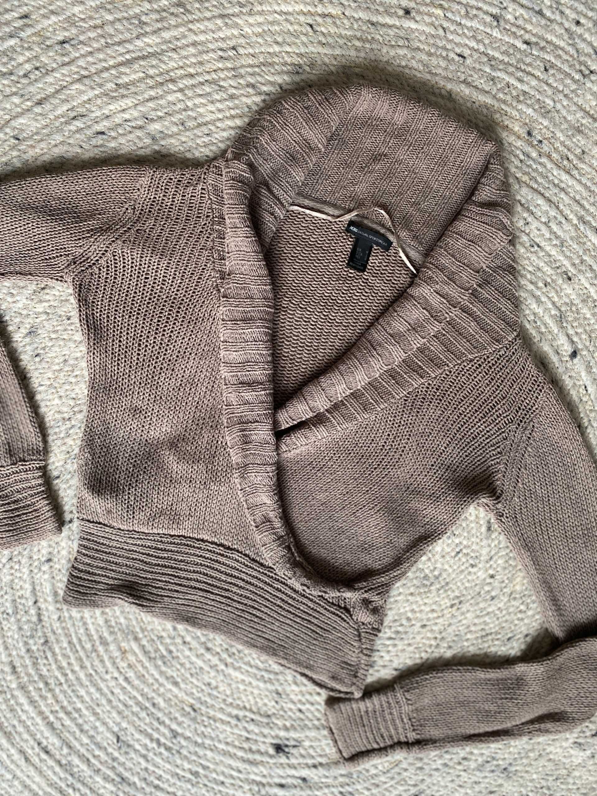 MNG MANGO sweter bluzka len lniana khaki S M