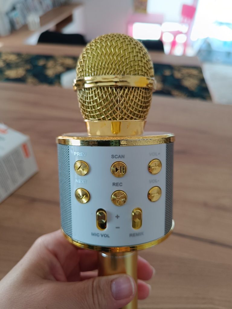 Mikrofon karaoke złoty nowy