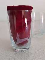 Zestaw szklanka szlifowana z zającem szkło lata 70