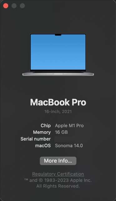 Macbook pro 16 M1 PRO 16GB RAM 512GB