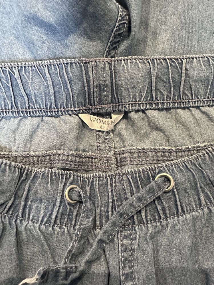 Jeansowe spodnie damskie alladynki rozm.42