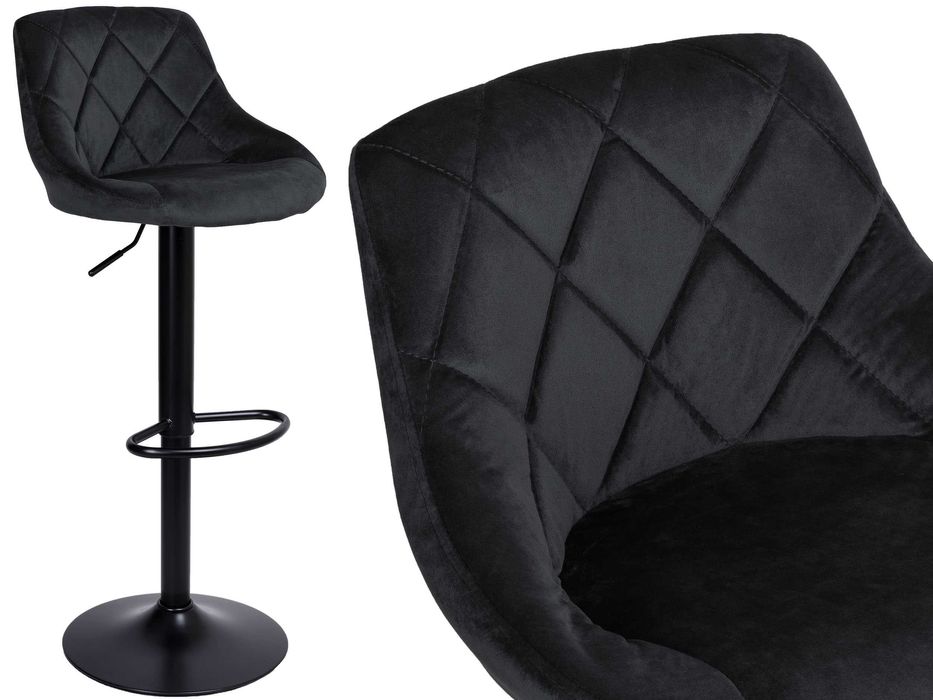 Krzesło barowe CYDRO black aksamitne czarne VELVET